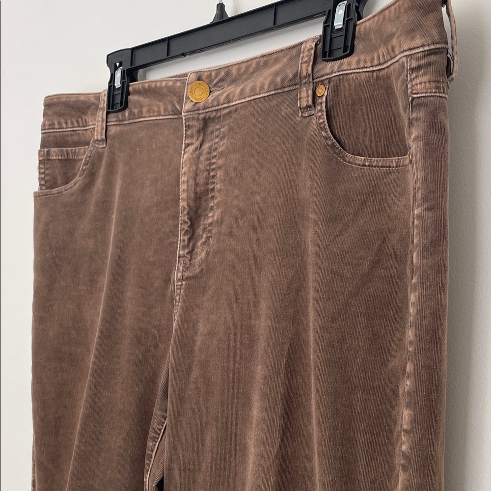 CAbi the London Cord Sable Brown High Rise Wide Leg Corduroy Pants size 14